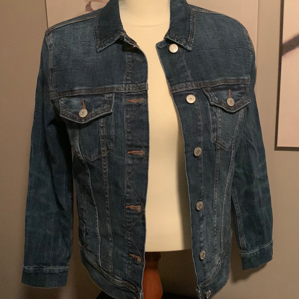 Jean jacket dark denim wash women stretch NWOT